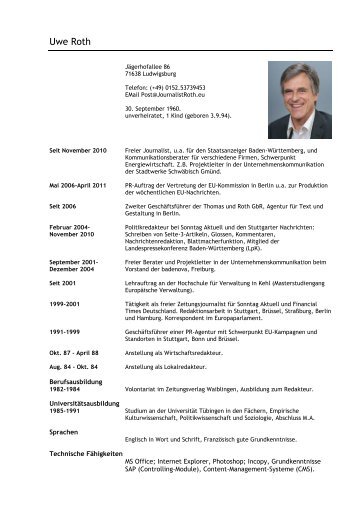 Mein CV als pdf - Uwe Roth