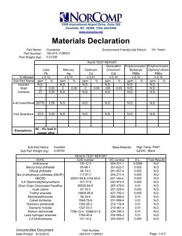 183-015-113R531 Material Declaration - NorComp