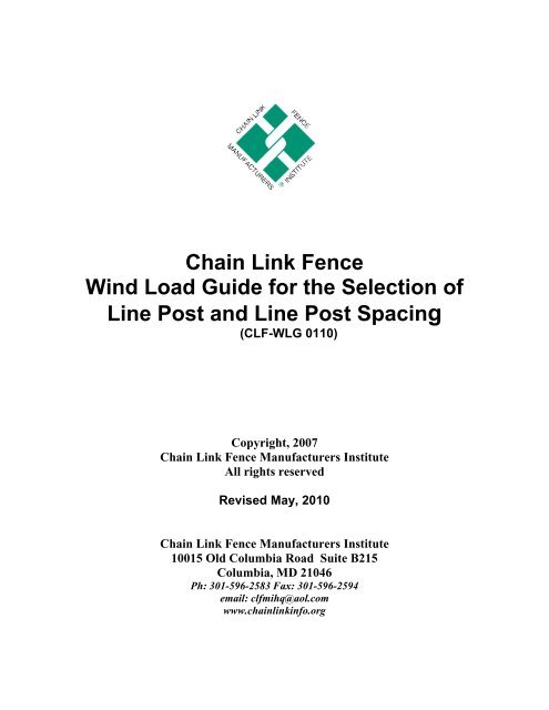 Chain Link Line Post Spacing Chart