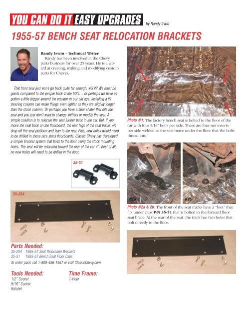 1955 57 Bench Seat Relocation Brackets Eckler S Classic Chevy