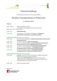 Festveranstaltung 30 Jahre Transplantation in Österreich