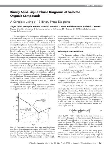 Binary SolidâLiquid Phase Diagrams of Selected Organic ...