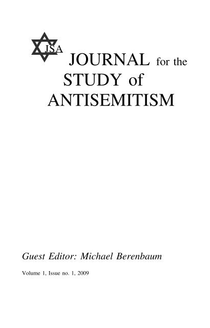 Antisemitism as a Specific Phenomenon - Journal for the Study of ...