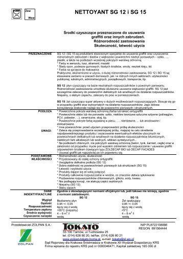 NETTOYANT SG 12 i SG 15 - zolpan