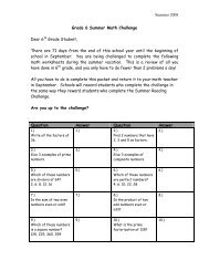 Grade 6 Summer Math Challenge - Brockton Public Schools