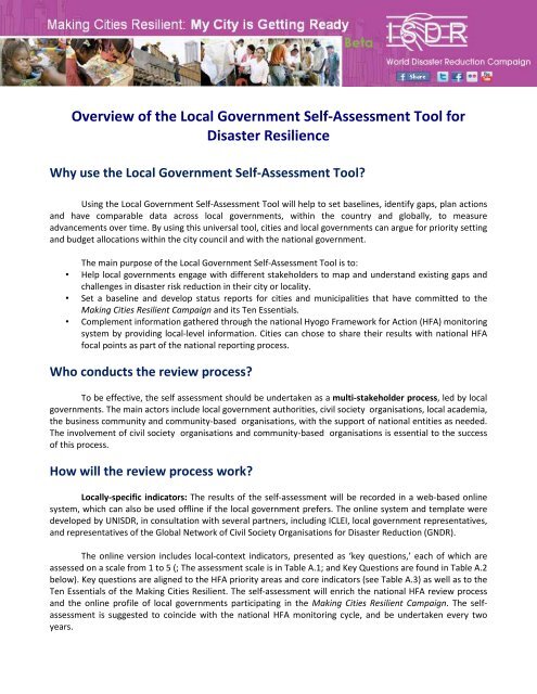 Overview of Local Government Self-Assessment Tool (LGSAT