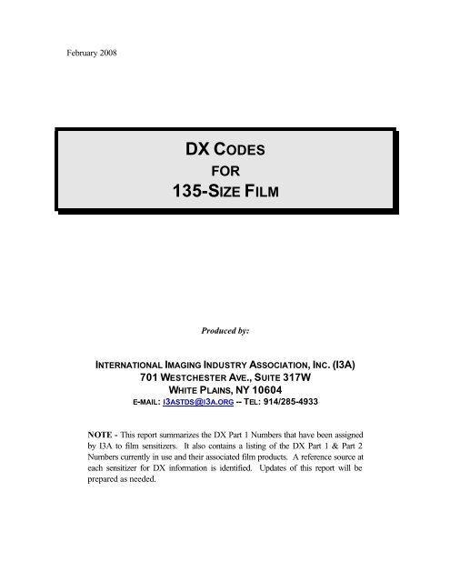 dx codes for 135-size film - International Imaging Industry Association