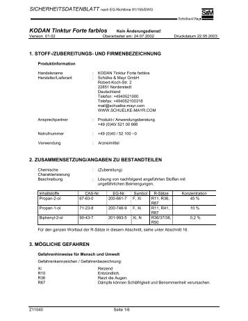 Sicherheitsdatenblatt - KODAN Tinktur Forte ... - HENRY SCHEIN VET