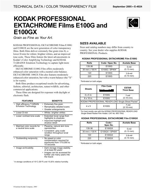 Kodak Ektachrome E100, ISO 100, 120 Medium Format, Color Transparency