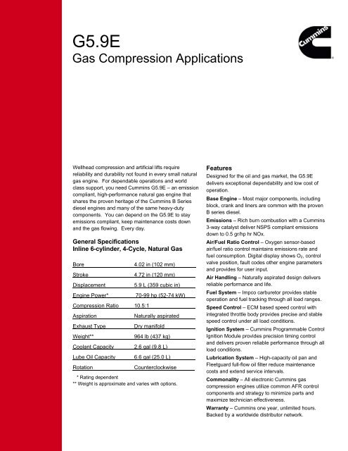 Gas Compression Applications - Cummins Engines