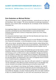 Zum Gedenken an Michael Richter ALBERT ... - Kinderdorf Berlin