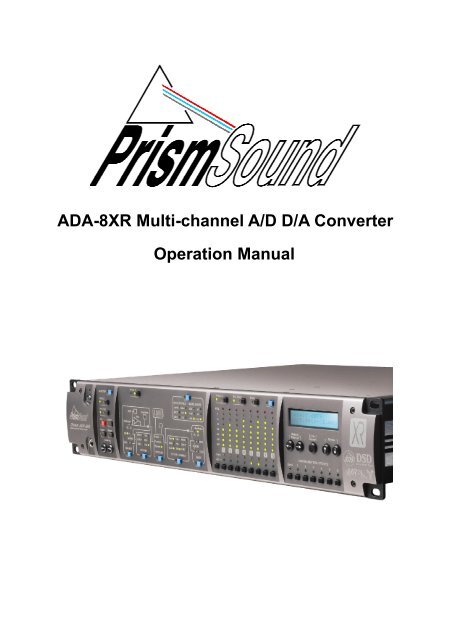 ADA-8XR Multi-channel A/D D/A Converter Operation Manual