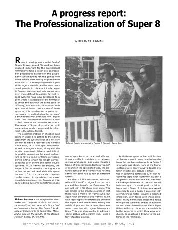 A progress report: The Professionalization of Super 8