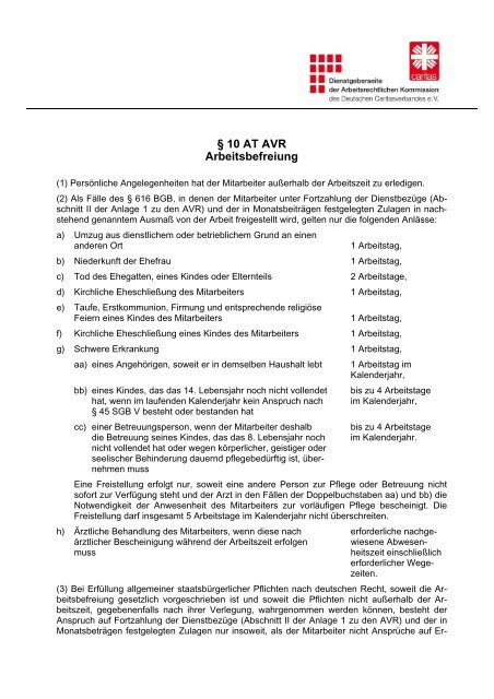 A 10 At Avr Arbeitsbefreiung Caritas Dienstgeber De 