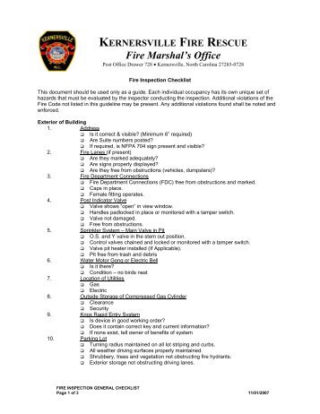 Fire Inspection Checklist