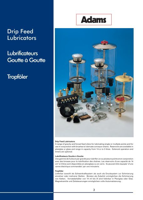 Lubrificateurs Goutte à Goutte Tropföler Drip Feed Lubricators