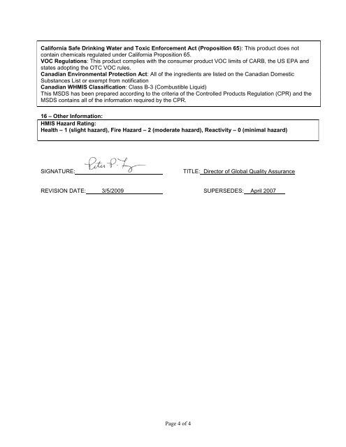 Material Safety Data Sheet (MSDS) - WD-40