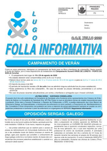 boletin xullo 09.indd - Colegio Oficial de Enfermeria de Lugo