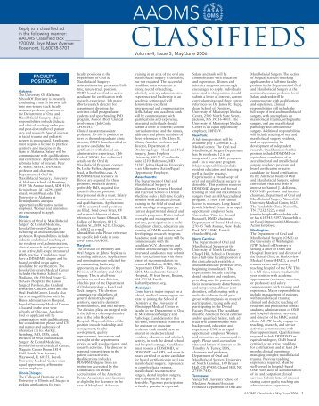 classifieds - American Association of Oral and Maxillofacial Surgeons