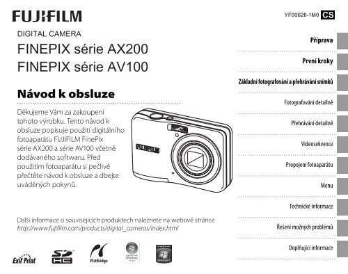 FINEPIX AX200 Series, FINEPIX AV100 Series