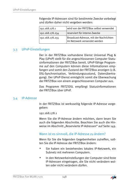 Handbuch FRITZ!Box Fon WLAN 7170 - Unitymedia