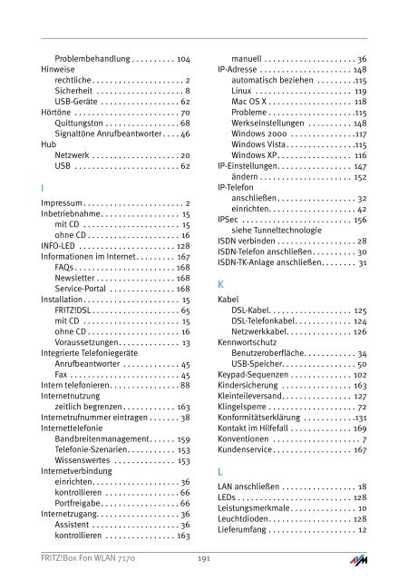 Handbuch FRITZ!Box Fon WLAN 7170 - Unitymedia