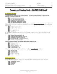 Accuplacer Practice Test â SENTENCE SKILLS