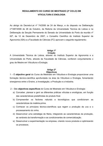 regulamento do mestrado - Instituto Superior de Agronomia