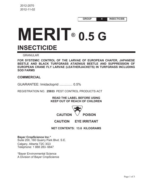 Label â€” Merit 0.5 G Insecticide â€” 2012 11 02 - Pesticide Truths