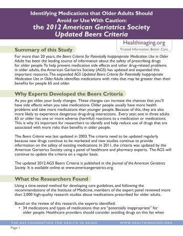 Beers Criteria Public Translation - American Geriatrics Society