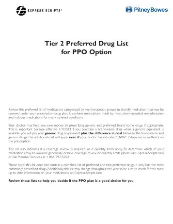 2013 PPO Tier 2 Drug List - Pitney Bowes Project: Living