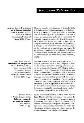 ARTEAGA, DIEGO, El artesano en la Cuenca Colonial. 155 7—1670 ...