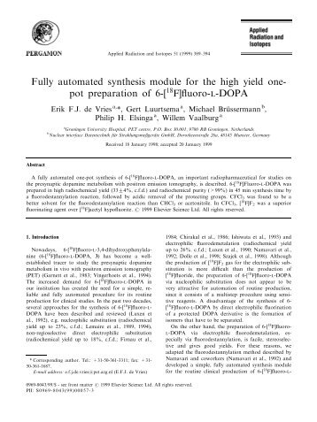 Fully automated synthesis module for the high yield one- pot ...