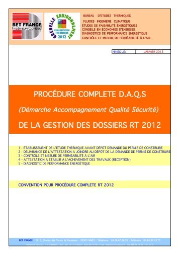 Les attestations RT 2012 de dÃ©pÃ´t de PC et d ... - ALE-Montpellier