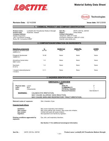 Material Safety Data Sheet - Loctite