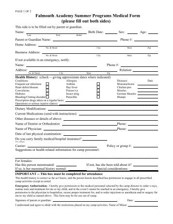 day care head start physical form memorial medical group