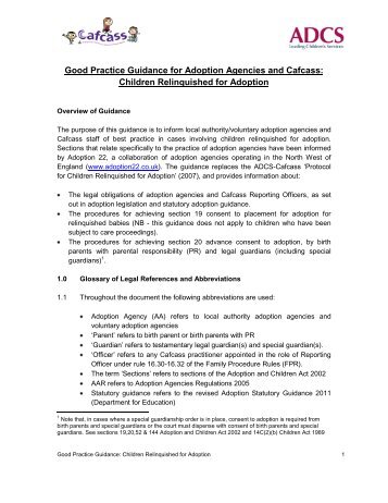 Good Practice Guidance for Adoption Agencies and Cafcass ... - ADCS