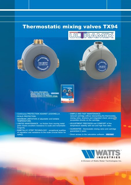 Thermostatic mixing valves TX94 - Watts Industries