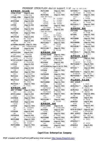 8908f eprom/flash list - caprilion enterprise company