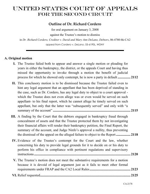 Outline for oral argument by Dr. Richard Cordero, Esq., in the Court ...