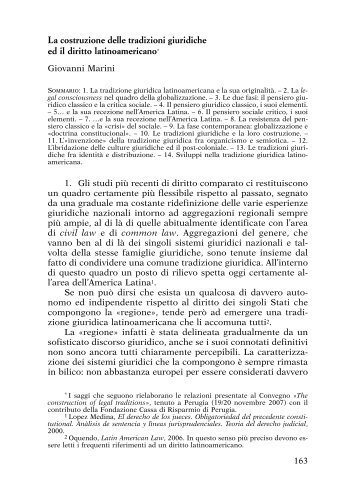 La costruzione delle tradizioni giuridiche e il diritto latino-americano ...