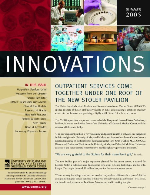 Innovations - University of Maryland Greenebaum Cancer Center