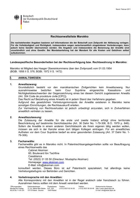 Konsulat rabat termin deutsche Deutsche botschaft