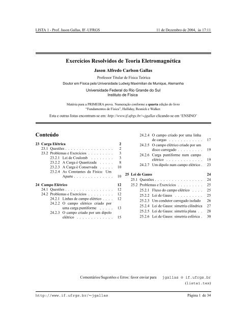 ExercÄ±cios Resolvidos de Teoria EletromagnÃ©tica ConteÂ´udo