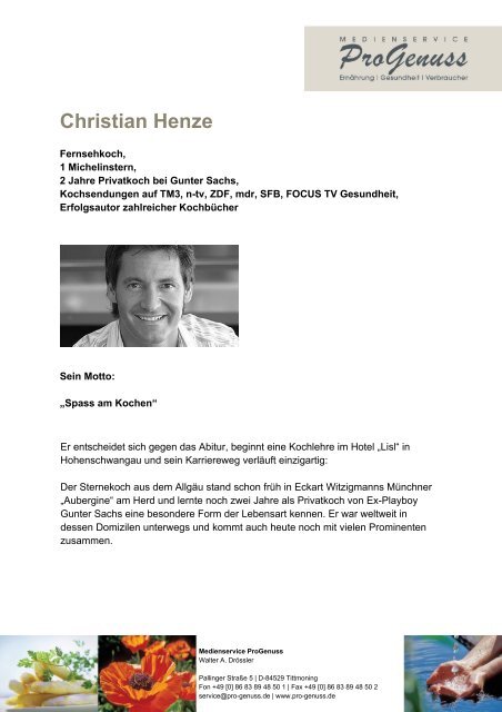 Christian Henze - Medienservice ProGenuss