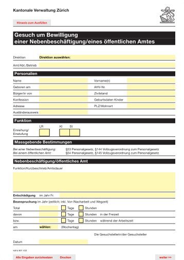 Gesuch um Bewilligung einer NebenbeschÃ¤ftigung/eines ...