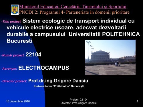 Sistem ecologic de transport individual cu vehicule electrice usoare ...