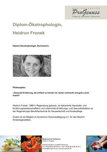 Diplom-Ökotrophologin, Heidrun Fronek - Medienservice ...