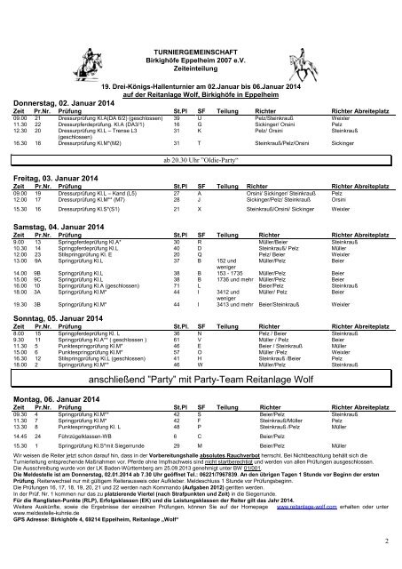 Programmheft (0,4 MB, pdf) - Reitanlage Wolf in Eppelheim