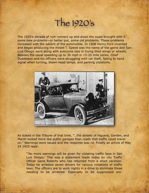 The 1920's - the City of San Luis Obispo